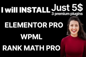 install elementor pro, rank math, wpml