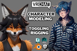 do custom vrchat furry avatar vr character 3d model for vrc game