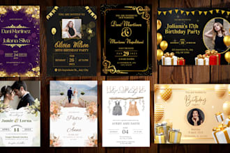 create birthday invitation card or wedding, baby shower, party and greeting card