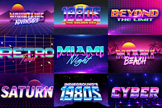 design 80s futuristic vaporwave synthwave retro text design