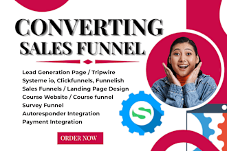 design funnelish landing page, systeme io sales page, sales funnel, saas website