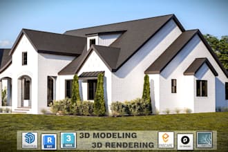 do 3d rendering, exterior design, interior design for architecture and 3d model