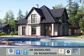do 3d rendering, exterior design, interior design, 3d model as sketchup or rhino