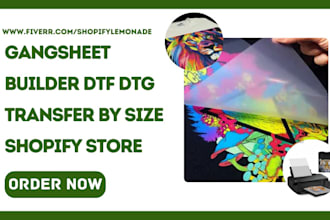 gangsheet builder dtf dtg transfer by size shopify and woocommerce store website