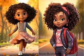 draw american african children book illustration and cover story book