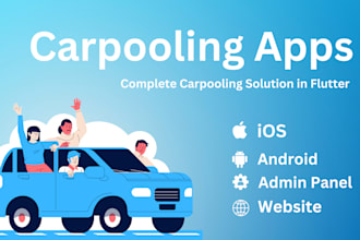 provide carpool, bike pool flutter apps and website for rideshare business