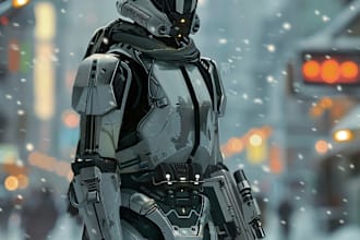 create sci fi character design, sci fi art illustration