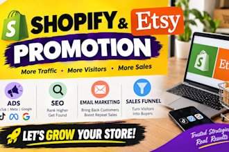 promote shopify store to boost shopify sales, etsy promotion for etsy sales