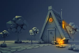 create 3d low poly room, environment, scene in blender or unity