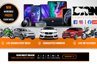 design raffle website, competition website, giveaway website, ticket website
