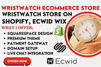 design wristwatch shopify store jewelry squarespace, ecwid ecommerce store