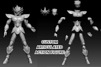 3d articulated model,3d action figure,stl file, 3d head model, 3d weapon model