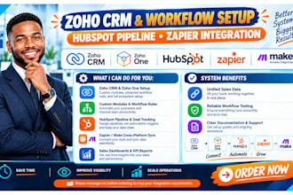 setup zoho CRM zoho one workflow hubspot pipeline dashboard zapier integration