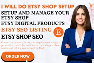 do etsy shop setup, etsy digital products design etsy listing etsy seo rank