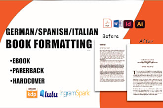 format manuscript ebook, upload design german, google doc spanish typeset amazon