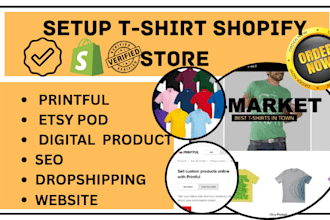 t shirt shopify store printful etsy pod digital seo product dropshipping website