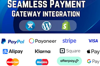 stripe, paypal payment integration gateway in wix shopify wordpress website