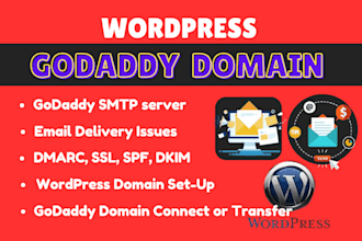 setup wordpress domain or email delivery issue, godaddy SMTP server, dmarc