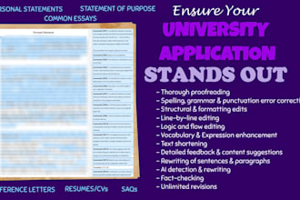 professionally edit university application documents and personal statements