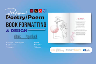 design format, poetry poem book, self help, children fiction ebook, kdp upload
