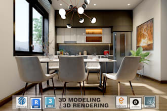 do interior design of kitchen, bathroom, living room, bedroom, office or gym