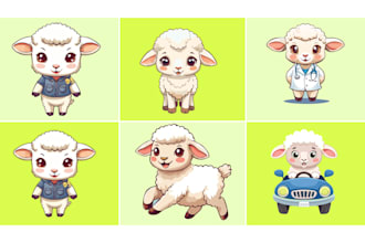 design cute unique 2d animal illustration ,pet illustration