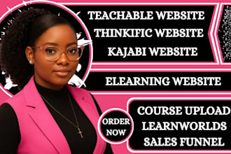 design online course website in teachable, thinkific, kajabi, and sales funnel