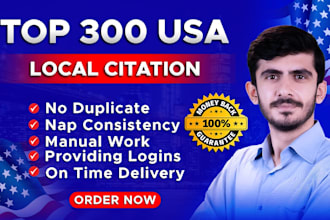 build 300 USA local citations for local SEO
