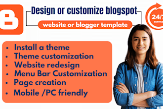 design or customize blogspot website or blogger template