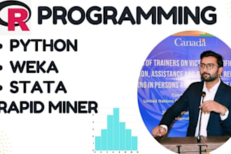 do data analysis using rstudio, r, weka, rapidminer and python