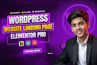 build, clone elementor landing page or homepage design in wordpress