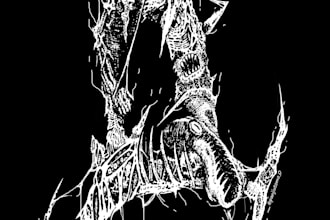 draw dark art, horror illustration for cover, t shirt design