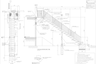 do detailed staircase and handrail shop drawings
