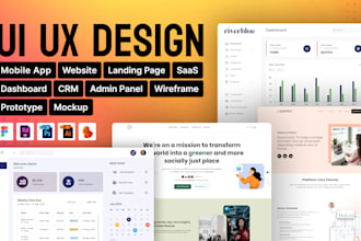do modern, creative mobile app, dashboard, landing page, CRM designs in figma