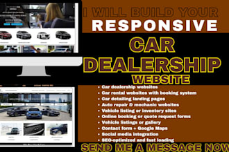 car dealership website car rental automotive website car detailing landing page