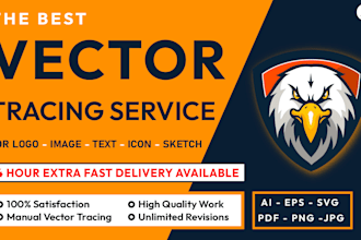 do vector tracing of image or logo, redraw, vectorize, convert to vector