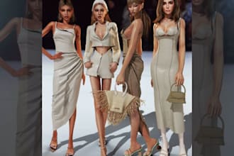 do 3d second life character, 3d clothing mesh with  3d textures, rig it