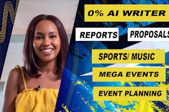 write sports, music, mega event, event planning proposal report within 24 hours