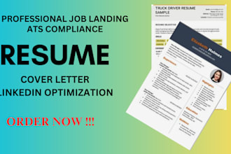 write an ats compliance resume, cover letter, linkedin optimization