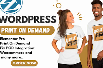 design wordpress print on demand, printiful printify wordpress store woocommerce