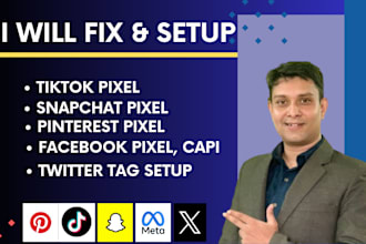 setup tiktok pixel, snapchat, pinterest, meta, twitter, conversion API with GTM