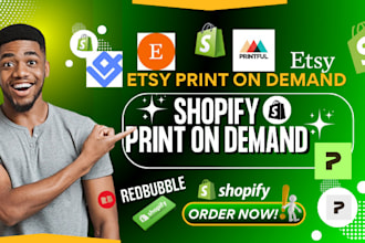 setup shopify print on demand, etsy pod, shopify pod store on printify printful