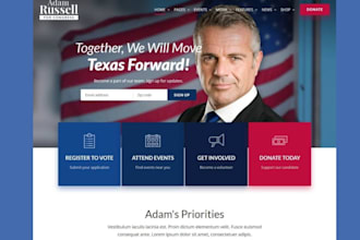 high converting election flyer, logo, political campaign wordpress website
