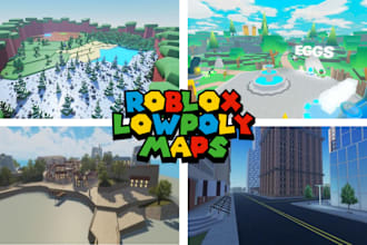 3d roblox map, low poly environment, 3d low poly, roblox low poly, roblox game