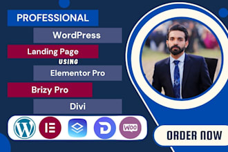 build responsive wordpress landing page using elementor, divi, brizy builder