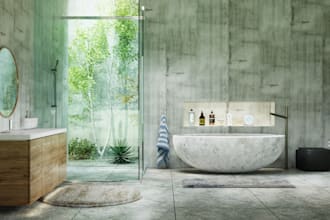 design and 3d render your luxury high end bathroom interior