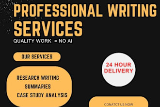 do research and summary writing,report, case study analysis, case study