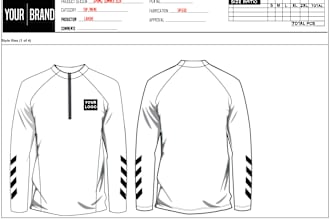 create the designs for your tech pack, sportswear polo shirts, and tracksuit