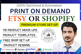 set up etsy shopify print on demand store with printify printful SEO