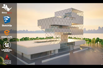 do architectural 3d modeling design using rhino, grasshopper, sketchup